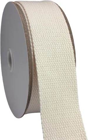 1 1/2 inch 30ft Off-White Heavy Cotton Webbing Strap Wide Flat Weave Webbing Strap for Cloth Tote Bag, Pet Collars, DIY Projects, Crafts, Outdoor Accessories