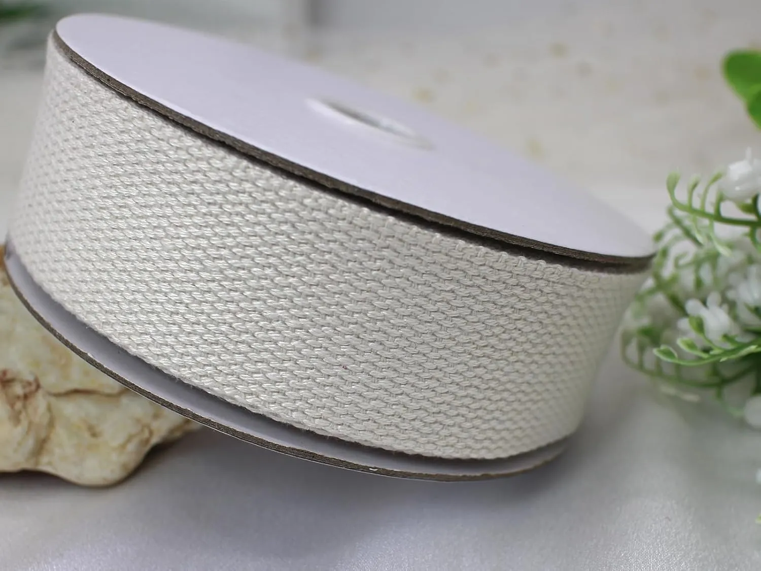 1 1/2 inch 30ft Off-White Heavy Cotton Webbing Strap Wide Flat Weave Webbing Strap for Cloth Tote Bag, Pet Collars, DIY Projects, Crafts, Outdoor Accessories