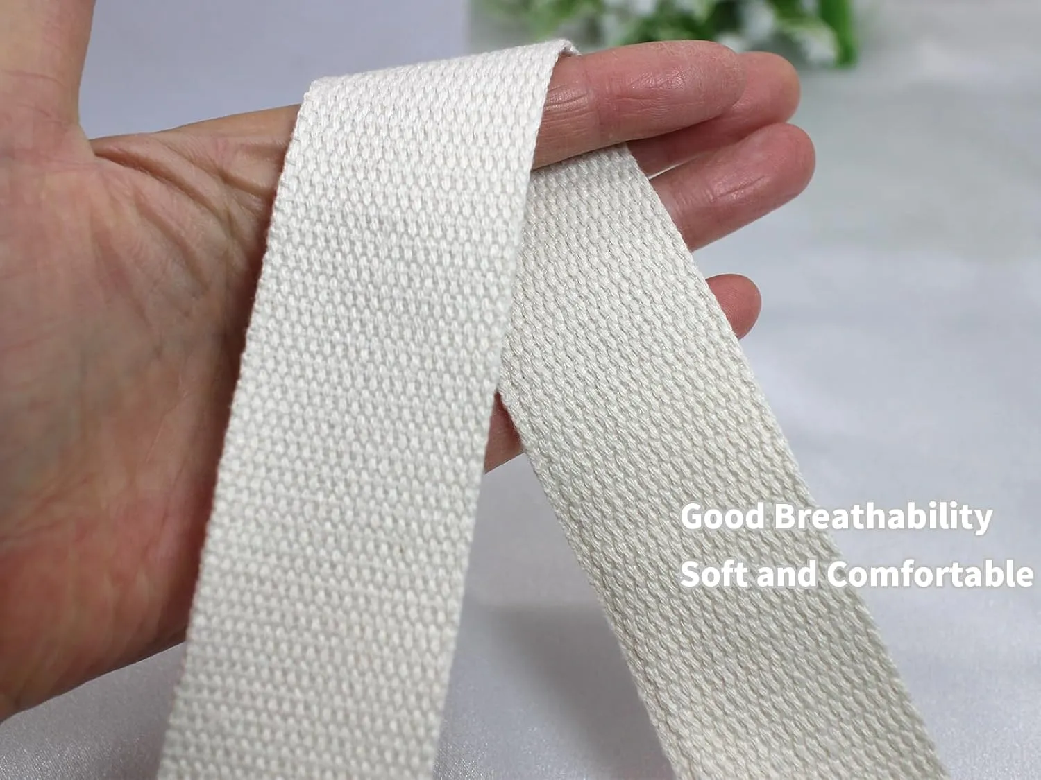 1 1/2 inch 30ft Off-White Heavy Cotton Webbing Strap Wide Flat Weave Webbing Strap for Cloth Tote Bag, Pet Collars, DIY Projects, Crafts, Outdoor Accessories