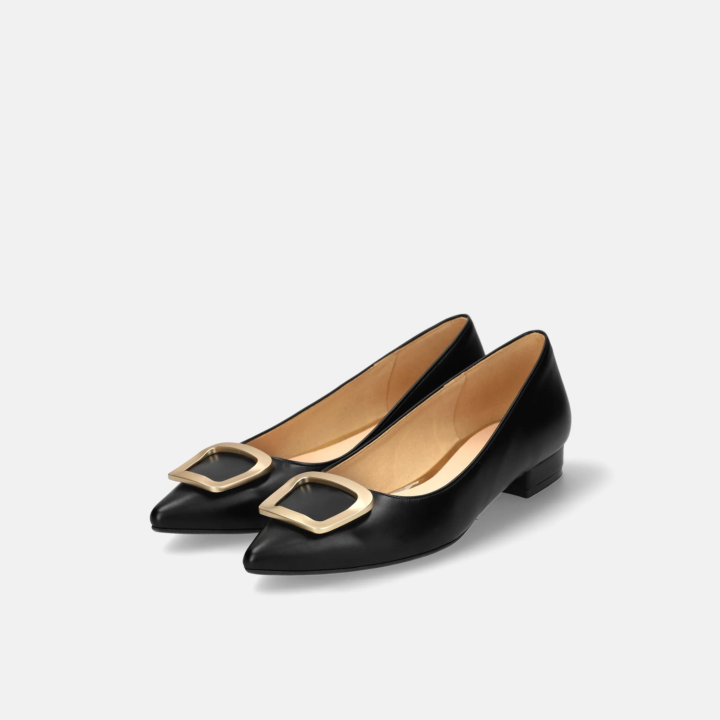 10% OFF: 2024SS: Pointed toe buckle flat shoes (4785) Black