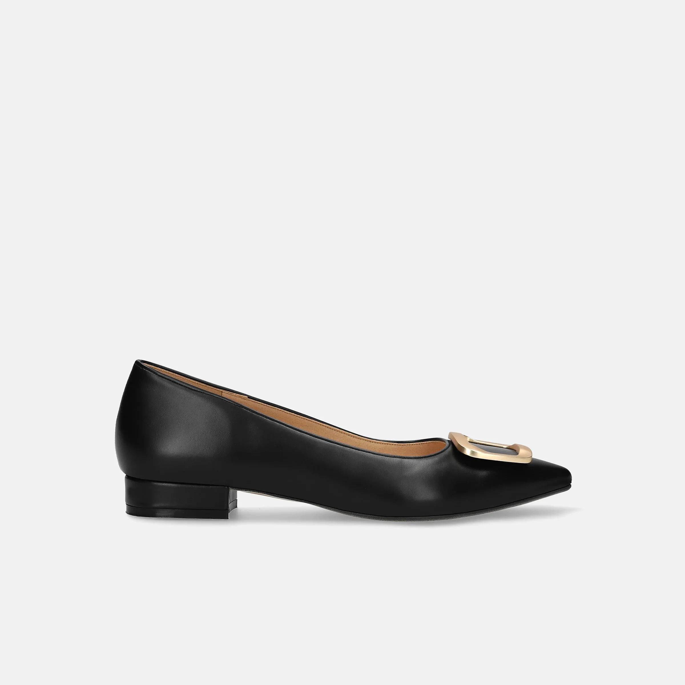 10% OFF: 2024SS: Pointed toe buckle flat shoes (4785) Black