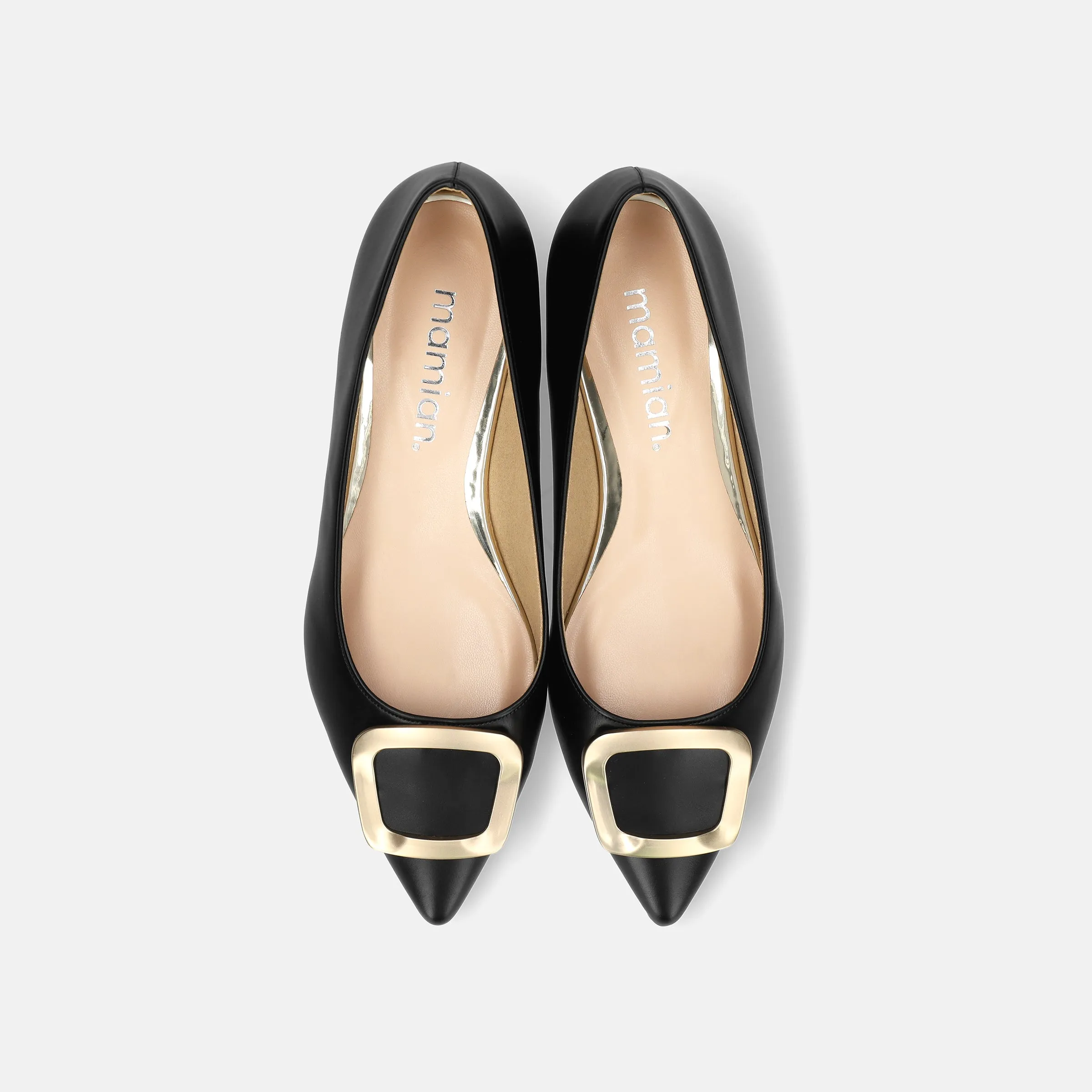 10% OFF: 2024SS: Pointed toe buckle flat shoes (4785) Black