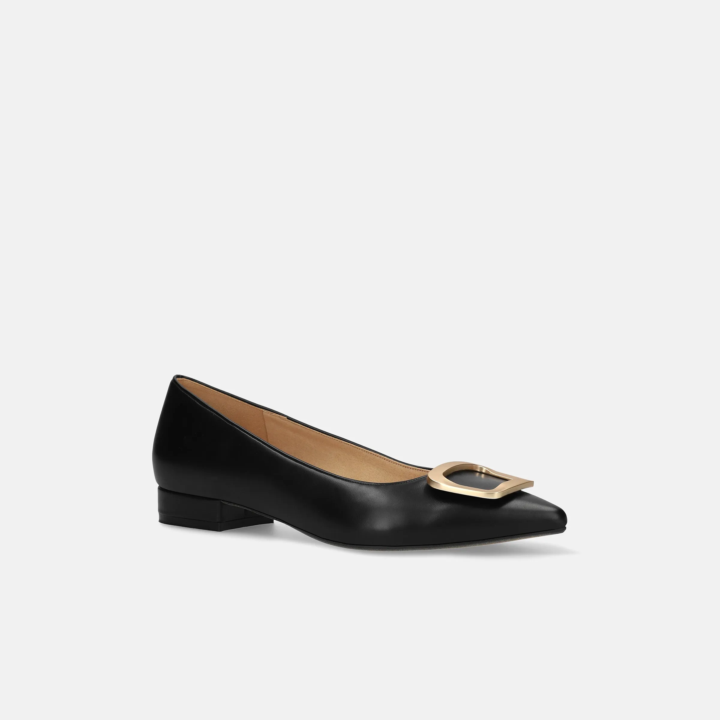 10% OFF: 2024SS: Pointed toe buckle flat shoes (4785) Black