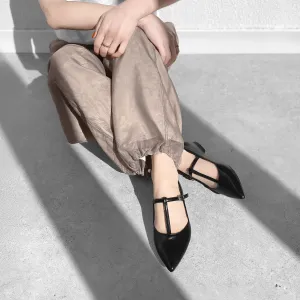 20%OFF: 2024SS: T-Strap Flat Shoes (4796) Black