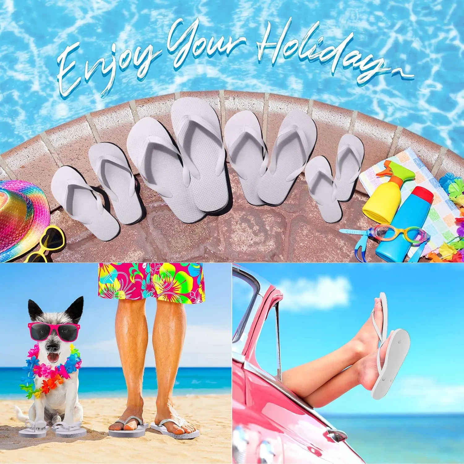 50 Pairs Flip Flops, Slim Flip Flop Sandal with Narrow Strap, Non Slip Flop Sandal for Women Men Guests Pack Casual Slippers for Beach Wedding Pool Party