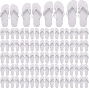 50 Pairs Flip Flops, Slim Flip Flop Sandal with Narrow Strap, Non Slip Flop Sandal for Women Men Guests Pack Casual Slippers for Beach Wedding Pool Party