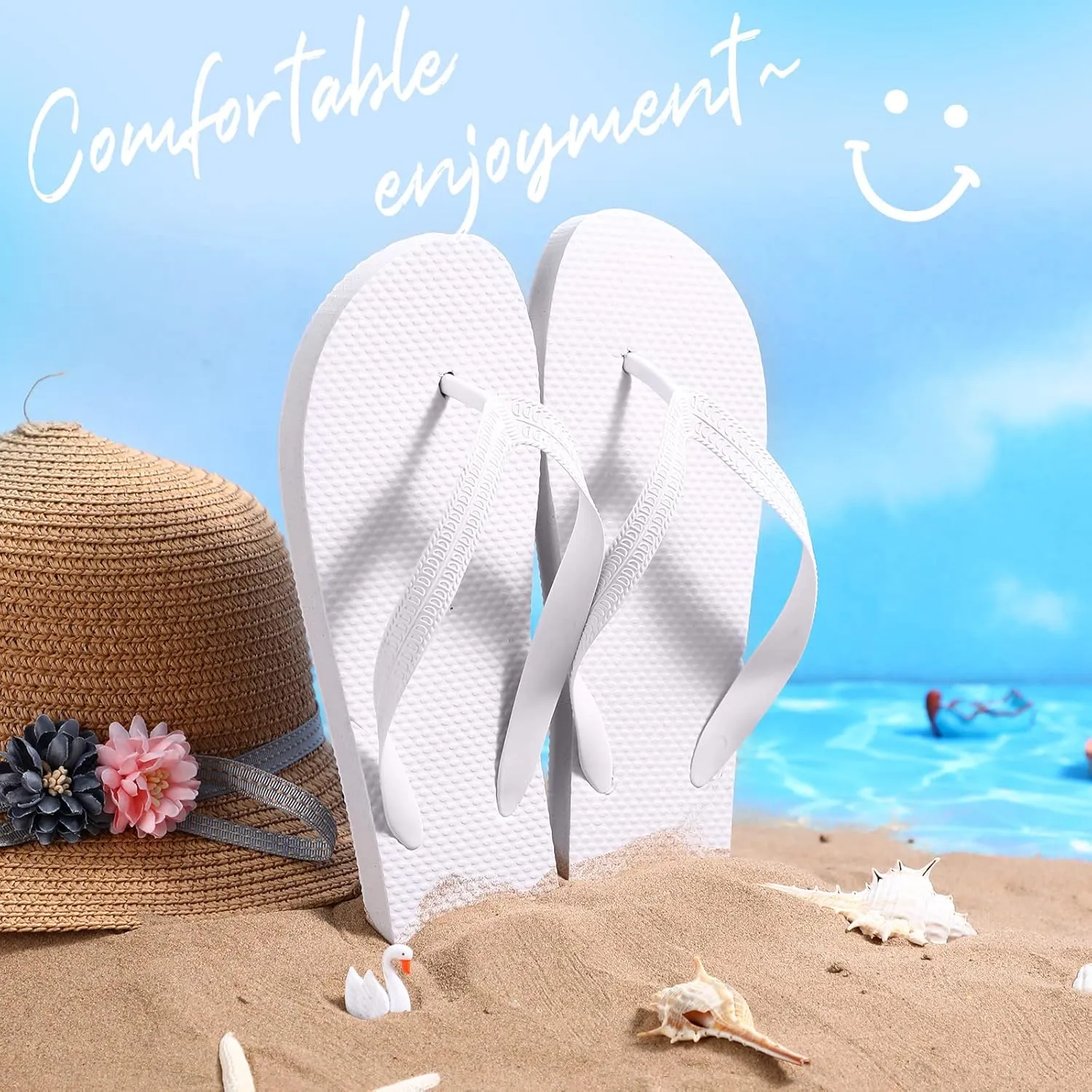 50 Pairs Flip Flops, Slim Flip Flop Sandal with Narrow Strap, Non Slip Flop Sandal for Women Men Guests Pack Casual Slippers for Beach Wedding Pool Party