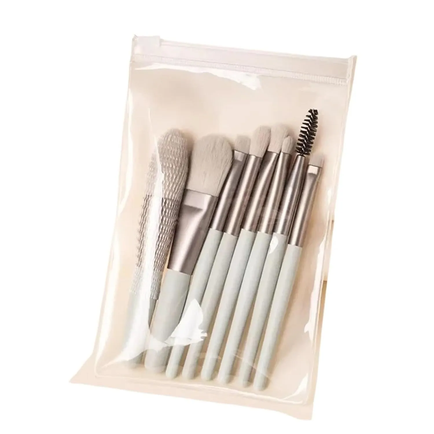 8Pcs Travel Makeup Brush Set Eyeshadow Foundation Brush Portable Blusher Blending Concealer Cosmetic Brushes Beauty Make Up Tool(Green-OPP bag)