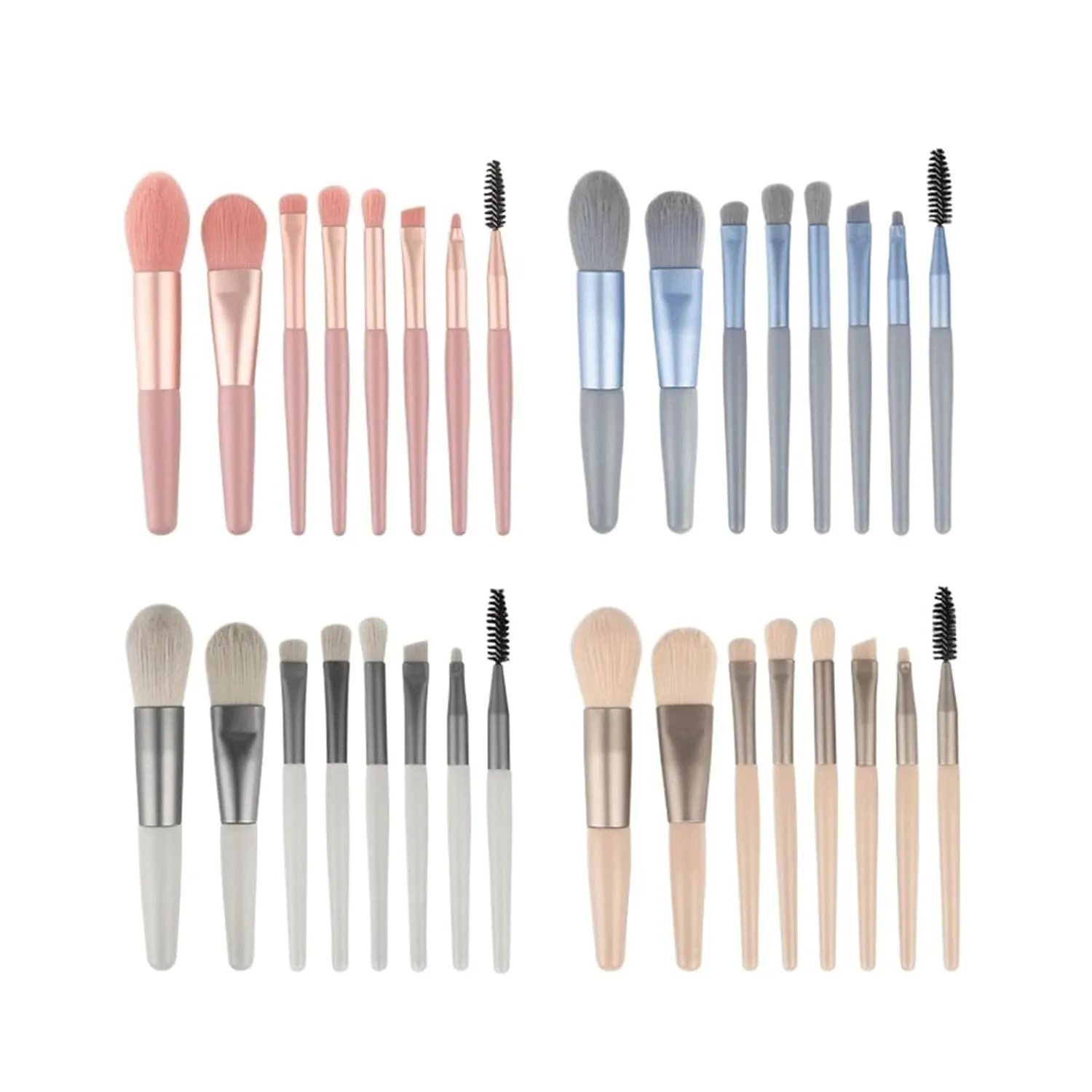 8Pcs Travel Makeup Brush Set Eyeshadow Foundation Brush Portable Blusher Blending Concealer Cosmetic Brushes Beauty Make Up Tool(Green-OPP bag)