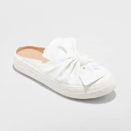 A New Day Women's Monisha Sneakers Knot Slip On Mule Backless White 8.5