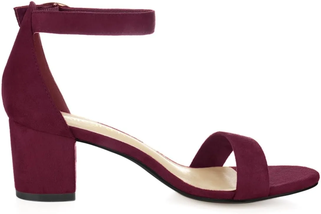 Allegra K Women's Open Toe Block Heel Ankle Strap Sandals
