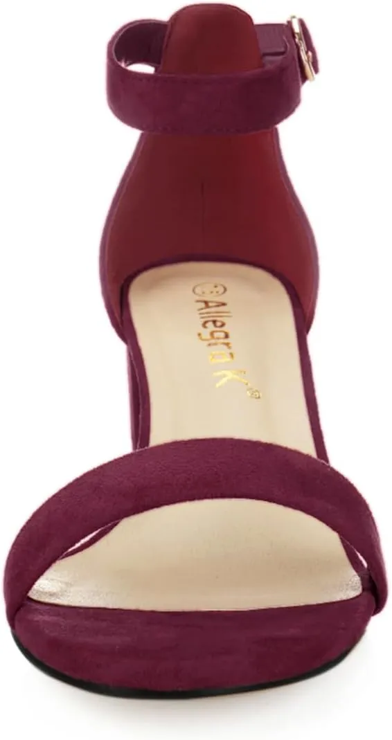 Allegra K Women's Open Toe Block Heel Ankle Strap Sandals