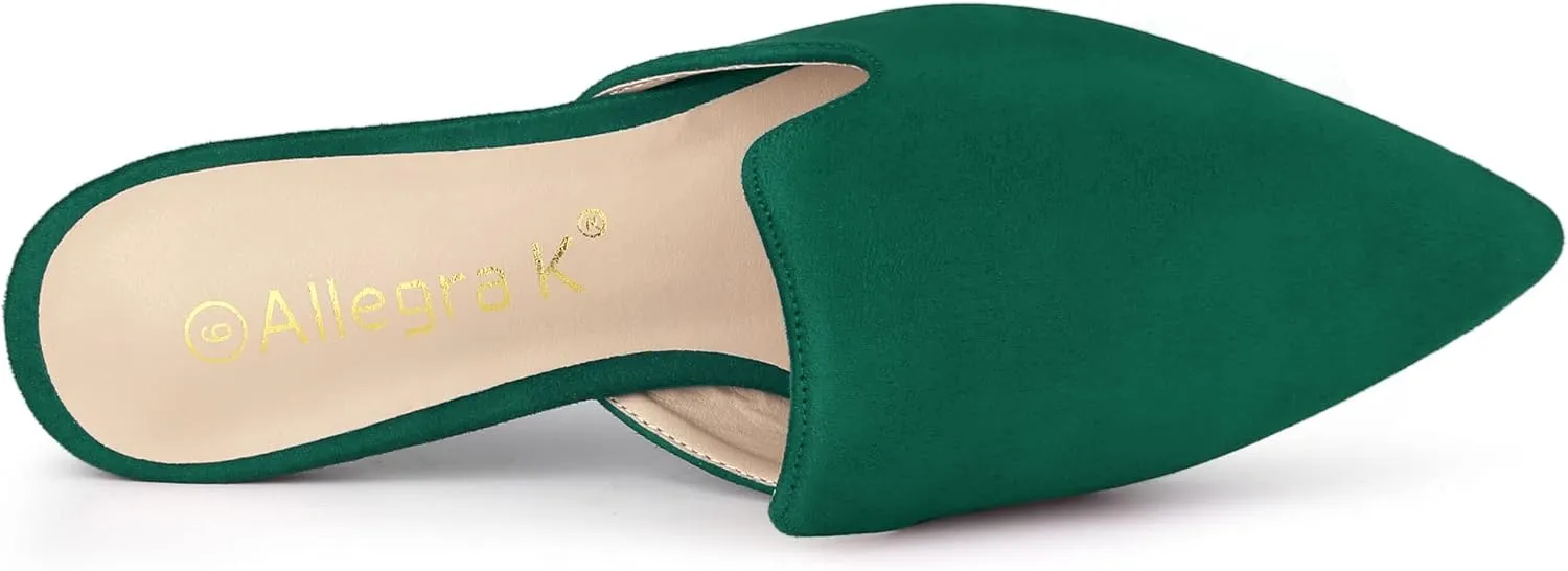 Allegra K Women's Pointed Toe Flat Slides Mules
