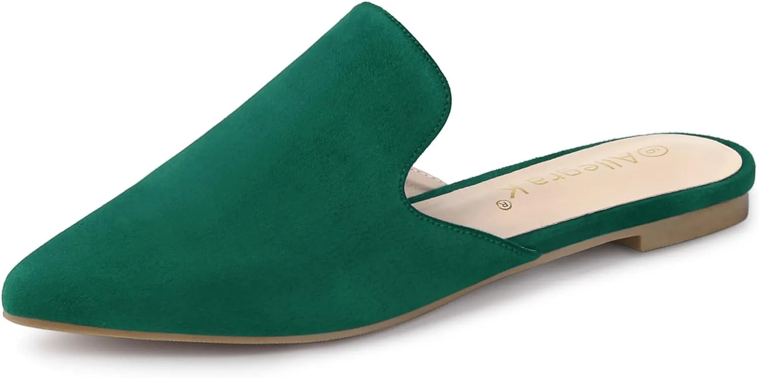 Allegra K Women's Pointed Toe Flat Slides Mules