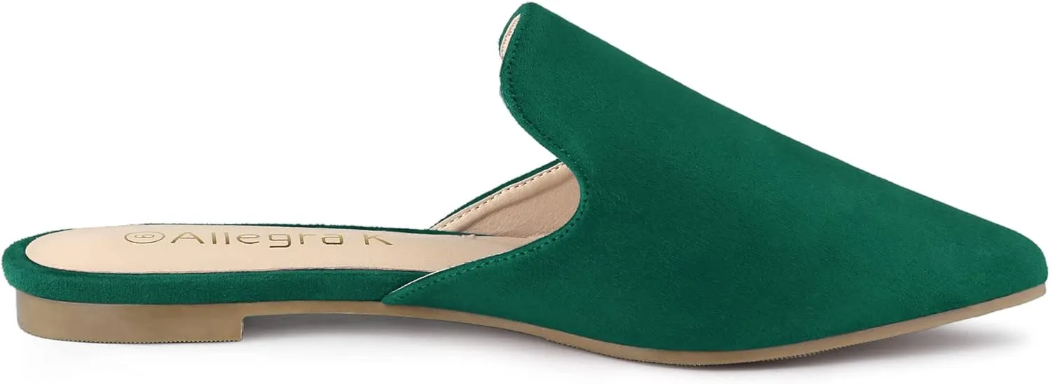 Allegra K Women's Pointed Toe Flat Slides Mules
