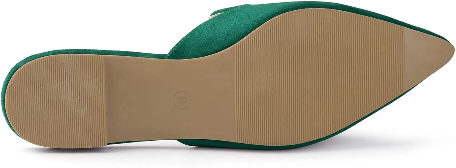 Allegra K Women's Pointed Toe Flat Slides Mules