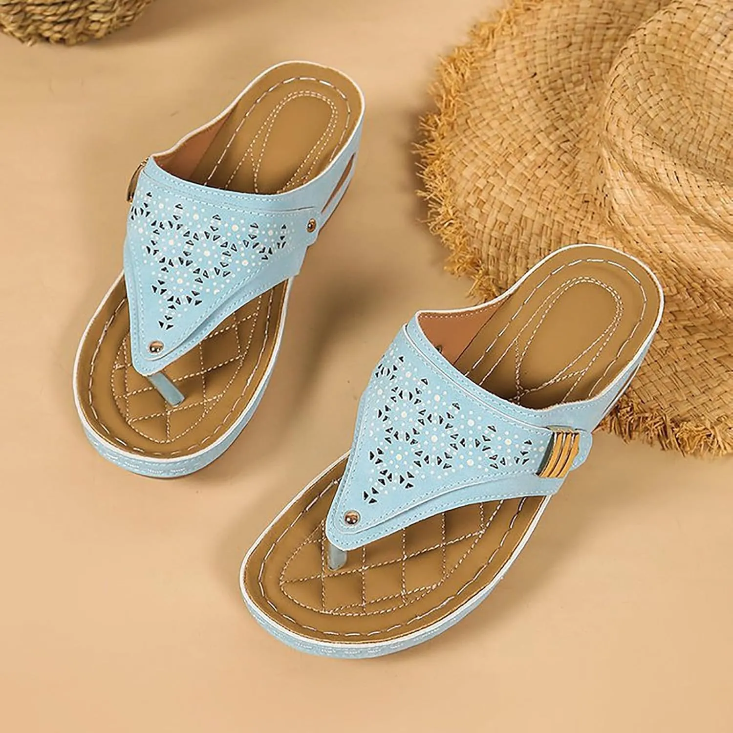 Avylays Women's Purple Orthopedic Wedge Sandals, Breathable Mesh Sports Sandals with Non-Slip Sole, Casual Wedge Sandals