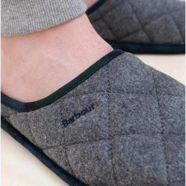 Barbour SWINBURNE Mens Wool Mule Slippers Grey