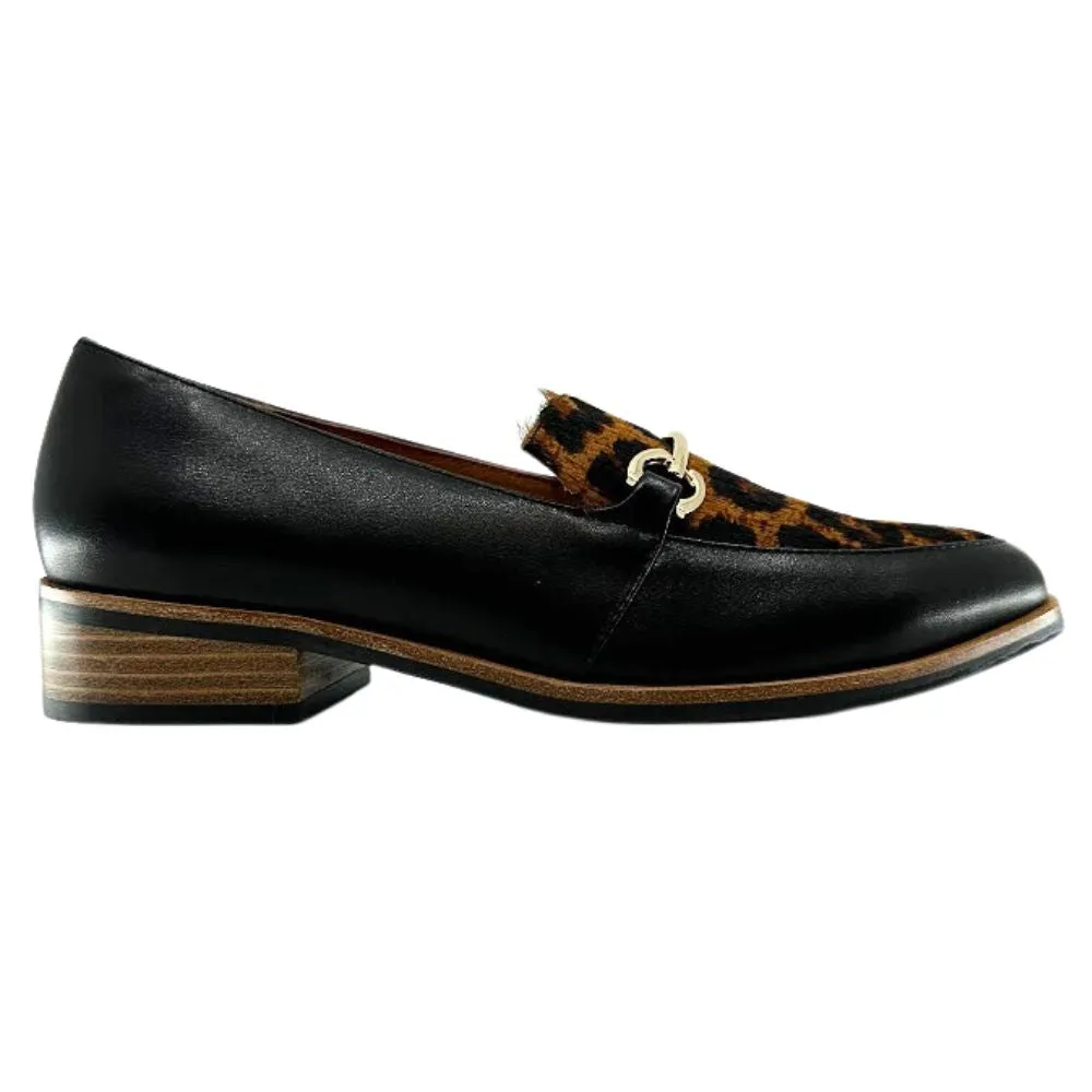 BELLE SCARPE ROYAL BLACK/TAN LEOPARD