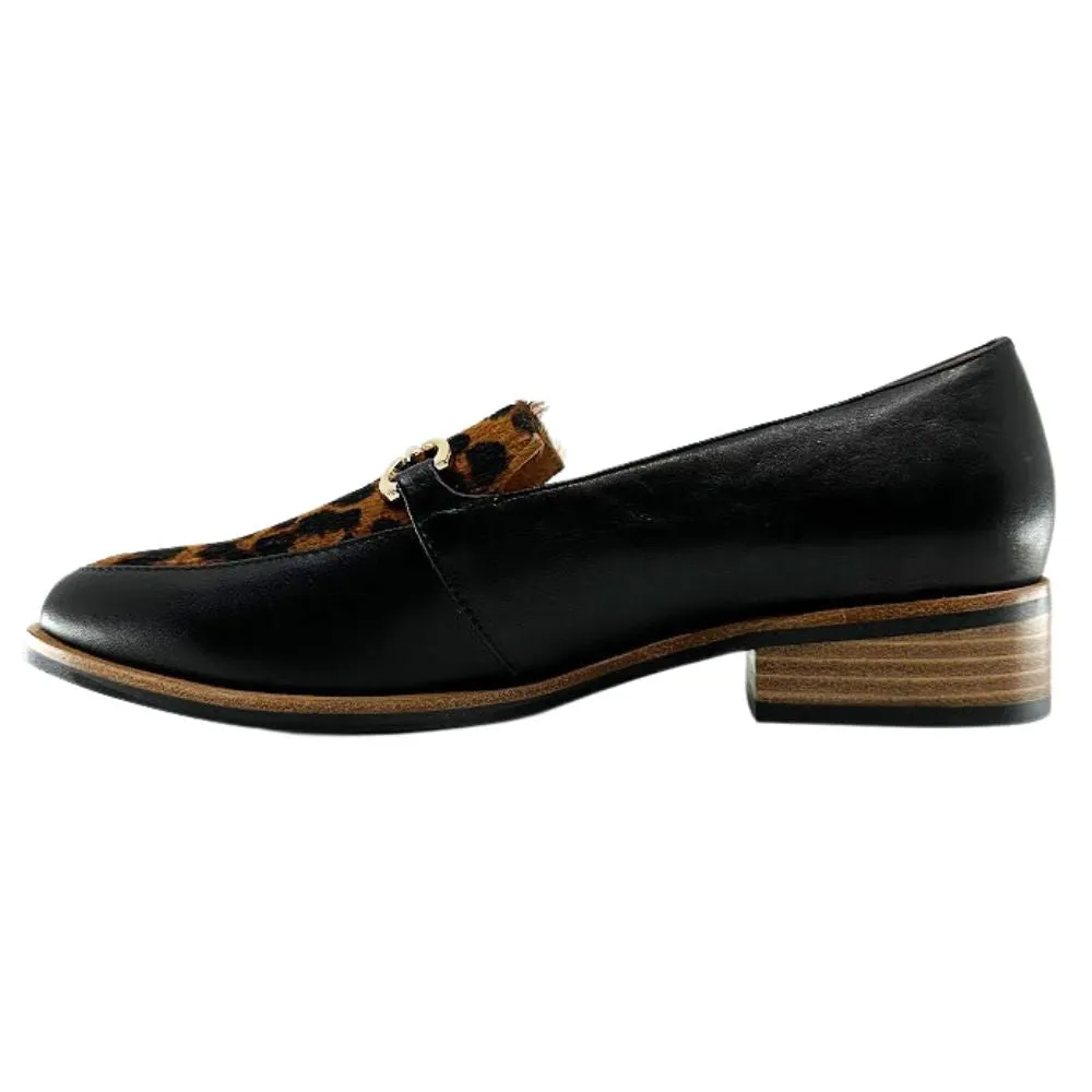 BELLE SCARPE ROYAL BLACK/TAN LEOPARD