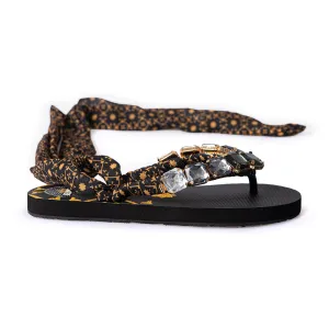 BLACK FOULARD DEGRADE' SANDALS