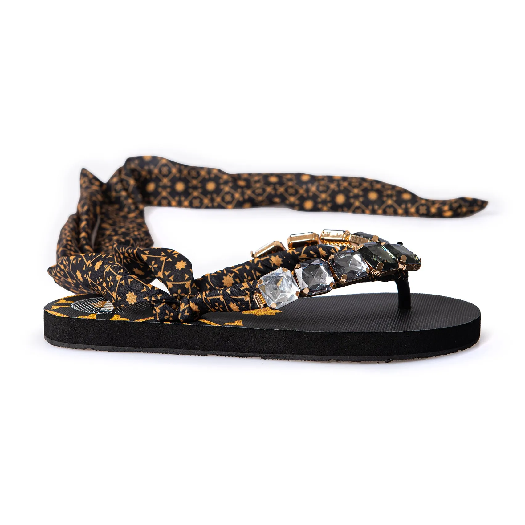 BLACK FOULARD DEGRADE' SANDALS