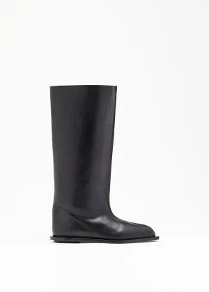BLACK LEATHER HIGH BOOTS