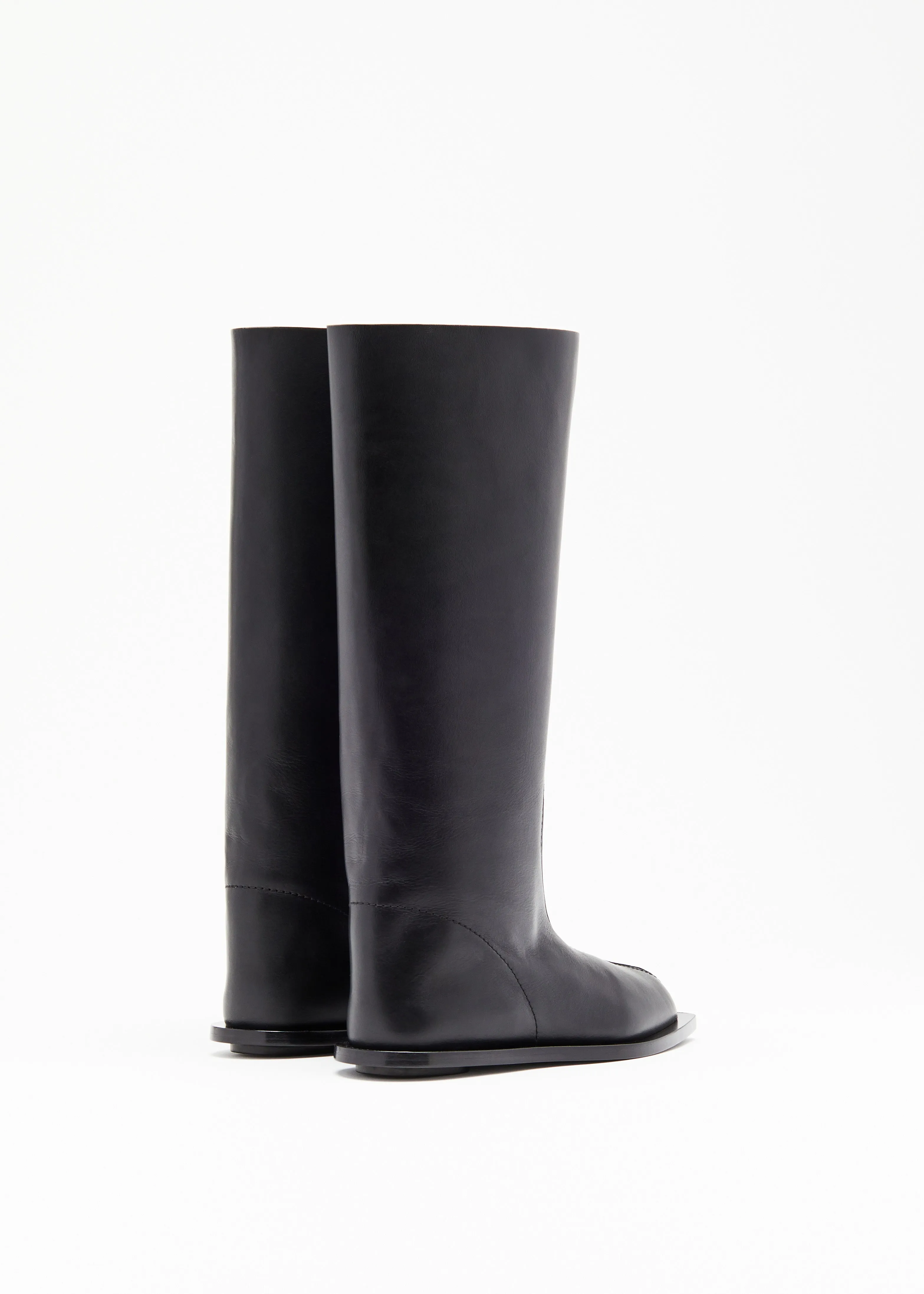 BLACK LEATHER HIGH BOOTS