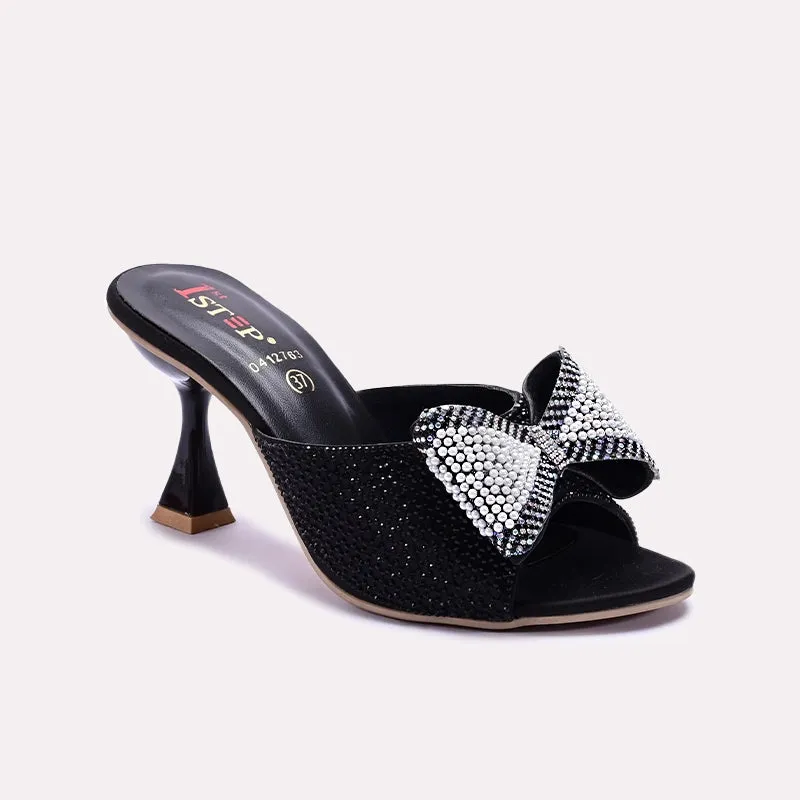 Black Pointed Heel Bridal Slippers 0412763