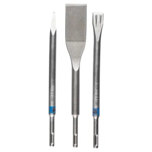 Bosch Professional SDS-Plus Hammer Drill Bit Chisel Set - 3 Pieces (Pointed, Flat, and Tile)