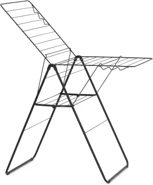 Brabantia HangOn Laundry Drying Rack (67ft / Matt Black) Compact, Foldaway, Adjustable Indoor Stainless Steel Clothes Horse