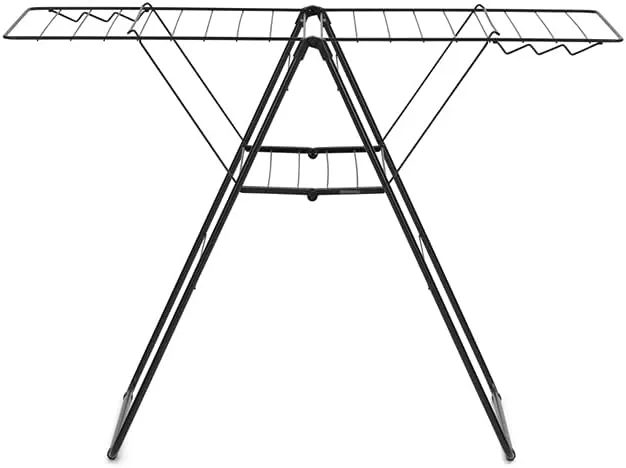Brabantia HangOn Laundry Drying Rack (67ft / Matt Black) Compact, Foldaway, Adjustable Indoor Stainless Steel Clothes Horse
