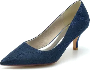 Bride Wedding Shoes Women's Pointed Toe Lace Low Heel Dress Pump Bridal Shoes Kitten Heel Prom Party Dress Pumps Sandals 6Cm