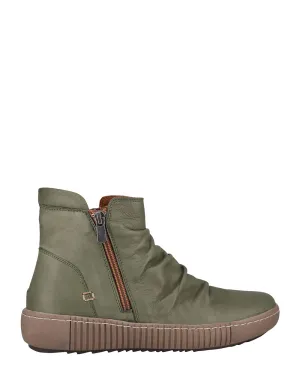 Cabello Winnie Khaki Leather Casual Ankle Boot