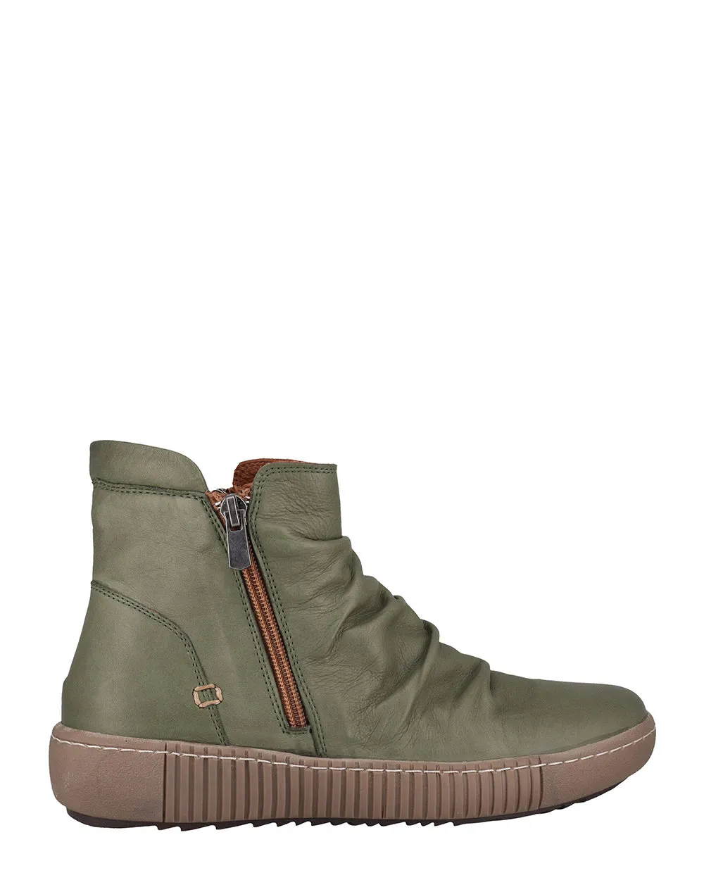 Cabello Winnie Khaki Leather Casual Ankle Boot
