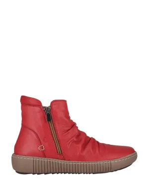 Cabello Winnie Red Leather Casual Ankle Boots