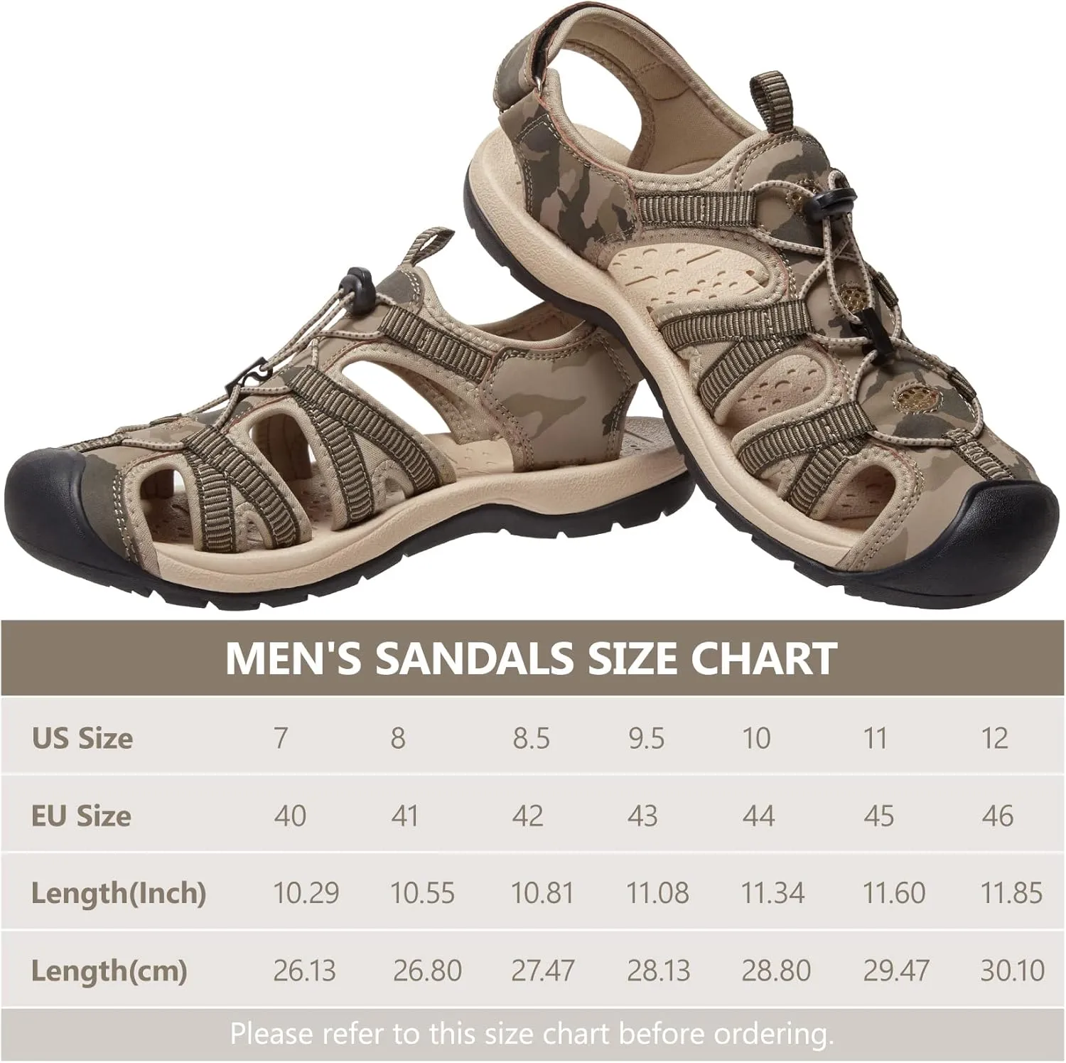 CAMELSPORTS Men's Hiking Sandals Closed Toe Outdoor Beach Sandal Waterproof Sport Fisherman Sandals Water Shoes