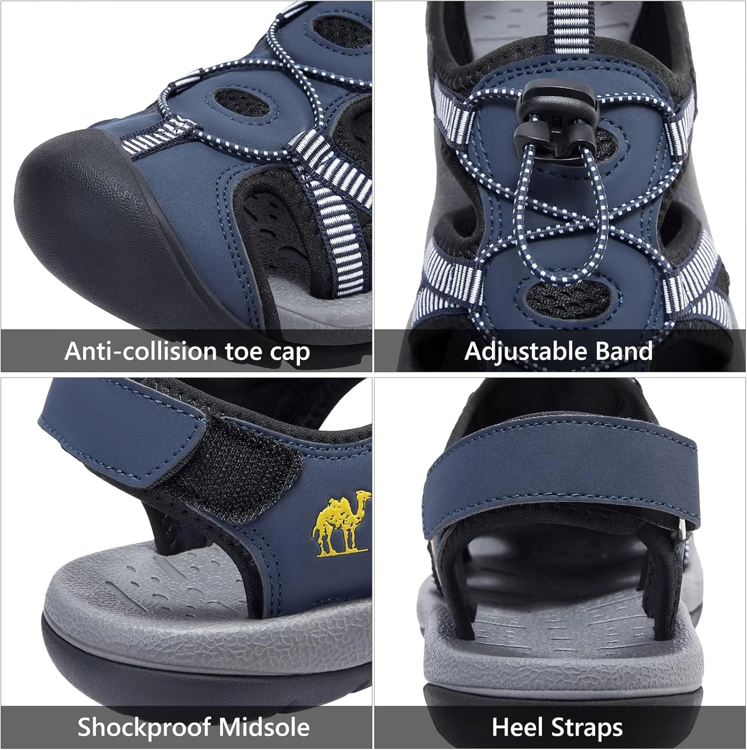 CAMELSPORTS Men's Hiking Sandals Closed Toe Outdoor Beach Sandal Waterproof Sport Fisherman Sandals Water Shoes