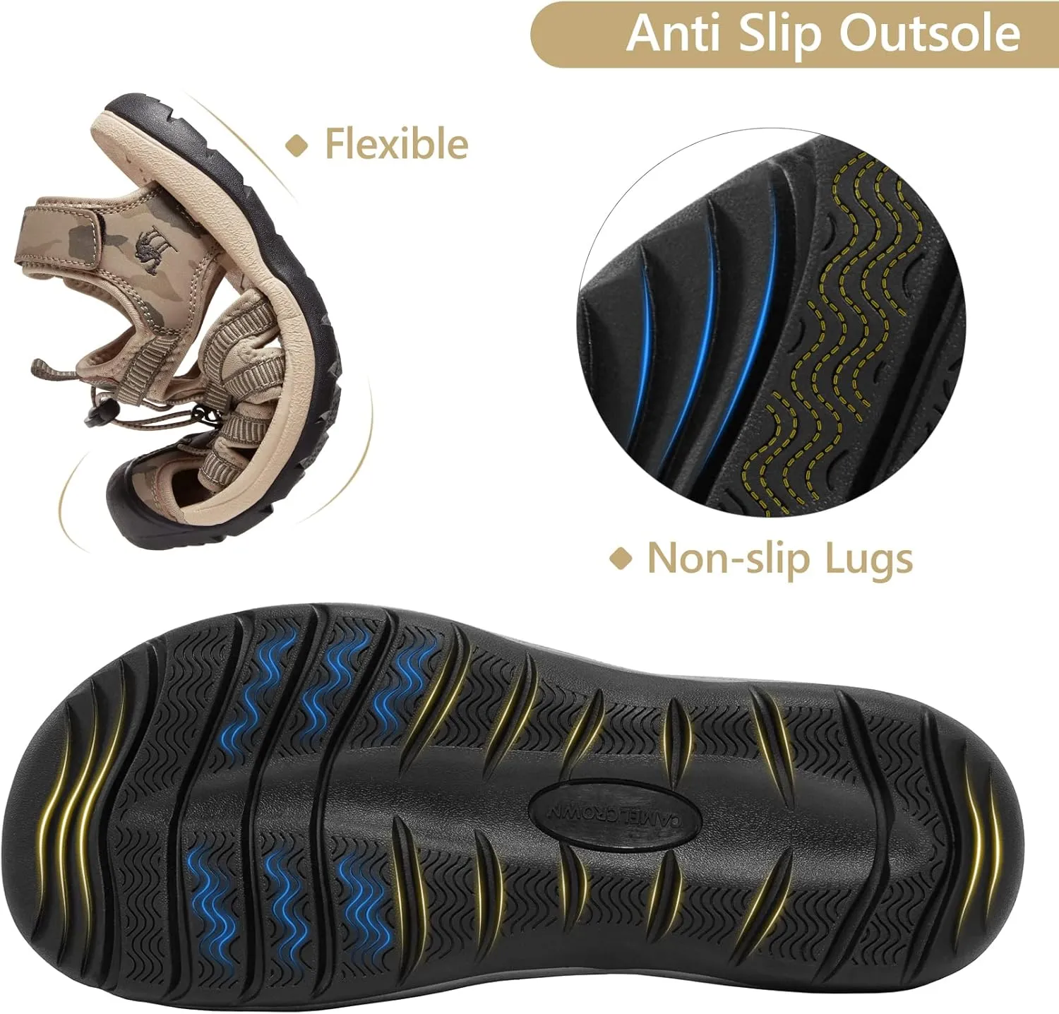 CAMELSPORTS Men's Hiking Sandals Closed Toe Outdoor Beach Sandal Waterproof Sport Fisherman Sandals Water Shoes