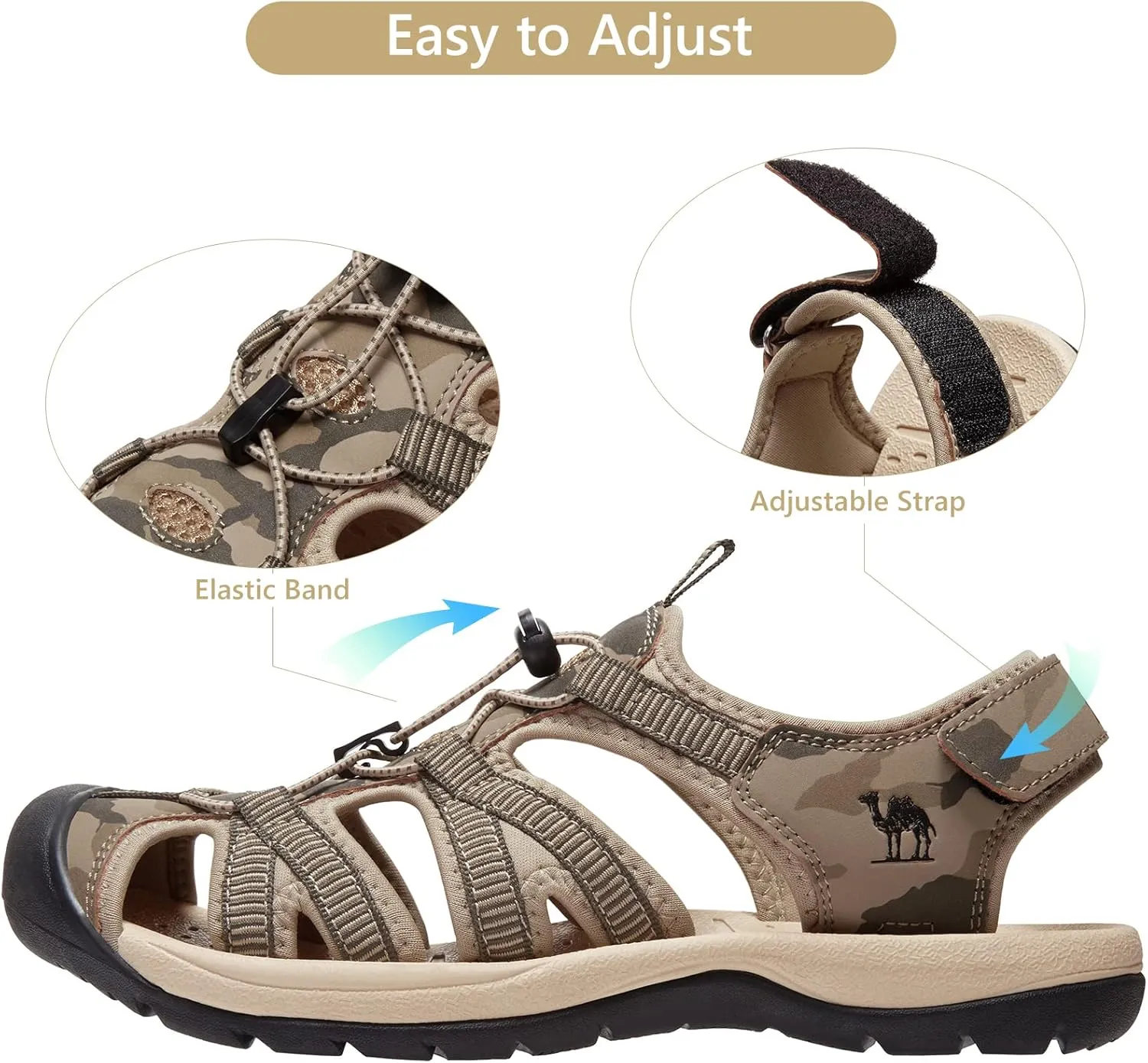 CAMELSPORTS Men's Hiking Sandals Closed Toe Outdoor Beach Sandal Waterproof Sport Fisherman Sandals Water Shoes