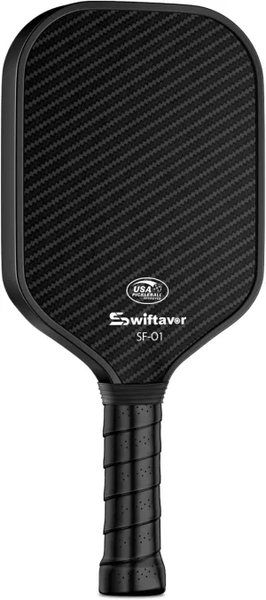 Carbon Fiber Pickleball Paddle, Carbon Fiber Surface (CFS) Pickle Ball Paddles with 16mm Honeycomb Core, Lightweight, Shock-Absorbing Paddle with Anti-Slip Grip, Ideal for Novice & Pro Players