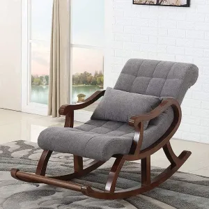 Chair Nordic Wood Rocking Chair,Recliner in The Elderly Chair Adult Sofa Leisure Balcony Easy Chair (Gray)
