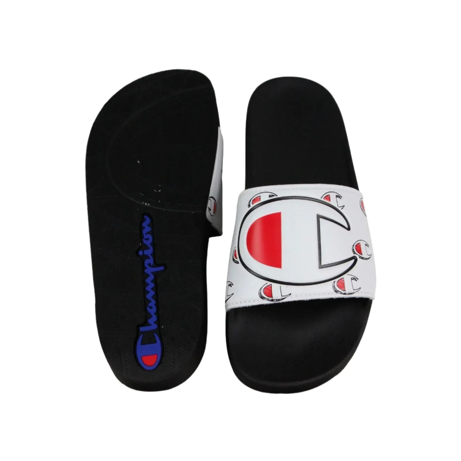 Champion Mens IPO Slides Sandal Flip Flops Repeat  C - WHI/BLK