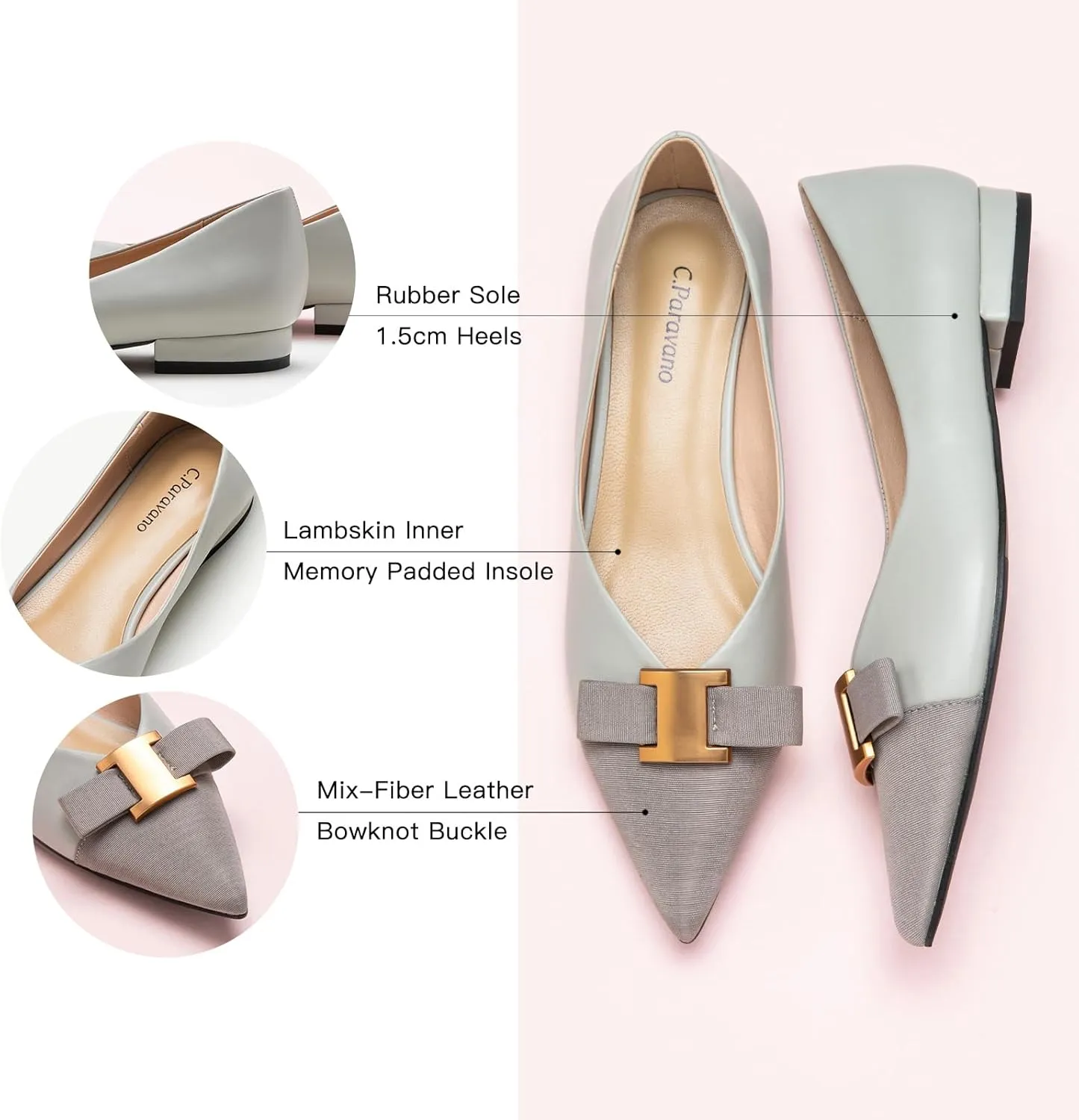 C.Paravano Women’s Flats I Flat for Women Leather I Pointed Toe Flats I Ballet Flats for Women I Slip on Dressy Flats
