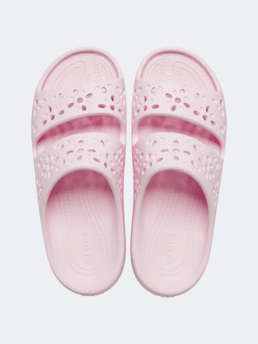 Crocs Classic Floral Cut Out Unisex Lifestyle Slippers Pink Milk