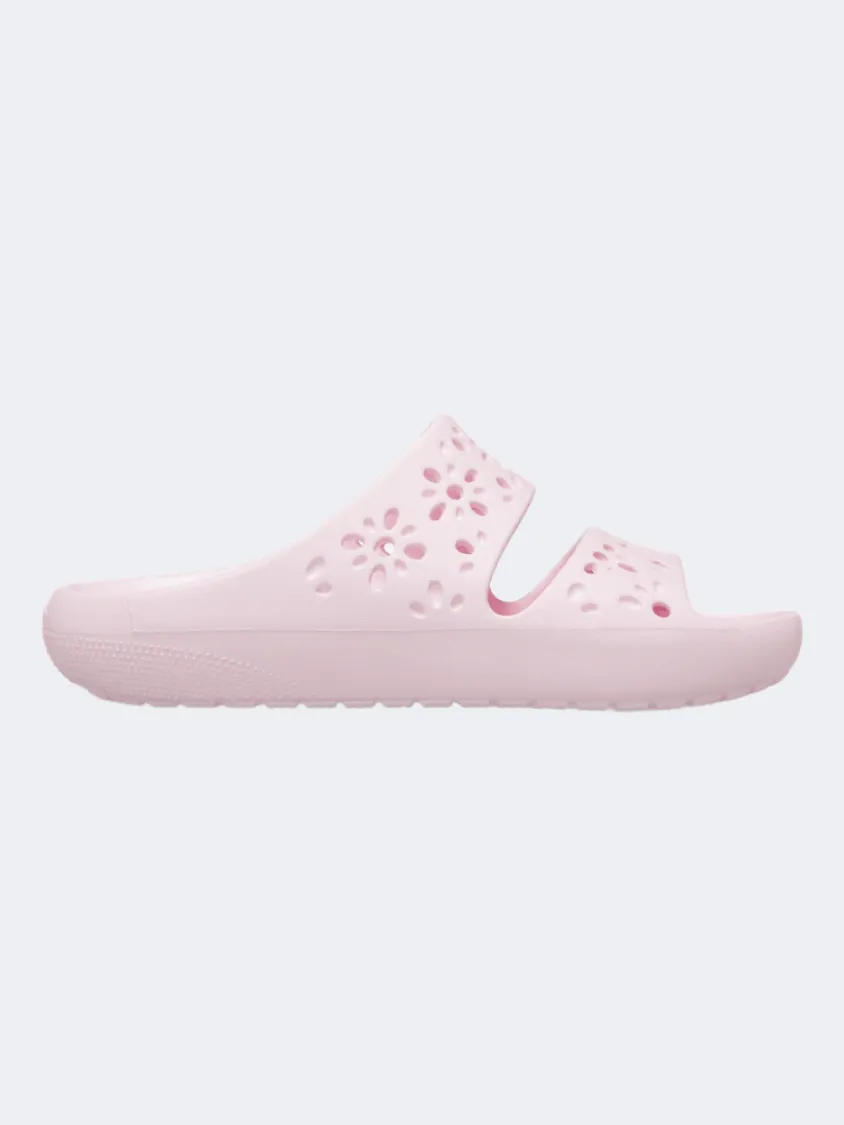 Crocs Classic Floral Cut Out Unisex Lifestyle Slippers Pink Milk