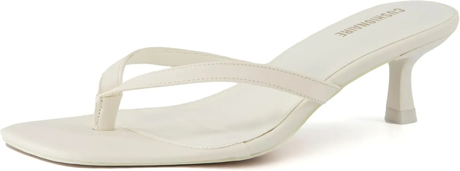 CUSHIONAIRE Women's Miami Kitten heel thong sandals  Memory Foam, Wide Widths Available