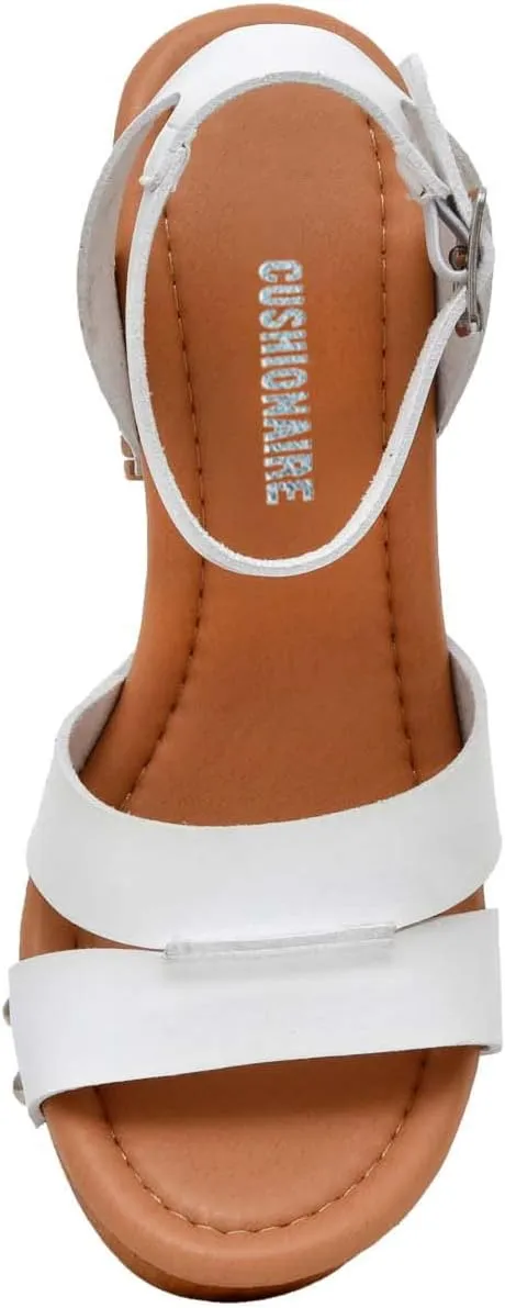 CUSHIONAIRE Women's Sandra Faux Wood Sandal  LiteSole Technology, Wide Widths Available