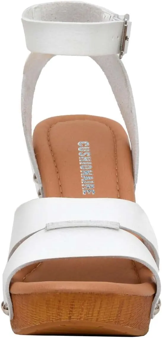 CUSHIONAIRE Women's Sandra Faux Wood Sandal  LiteSole Technology, Wide Widths Available