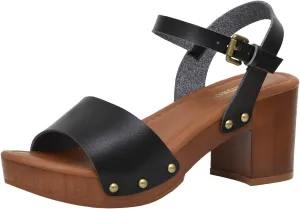 CUSHIONAIRE Women's Sloan Faux Wood Sandal  Memory Foam Insole & LiteSole Technology -Wide Widths Available